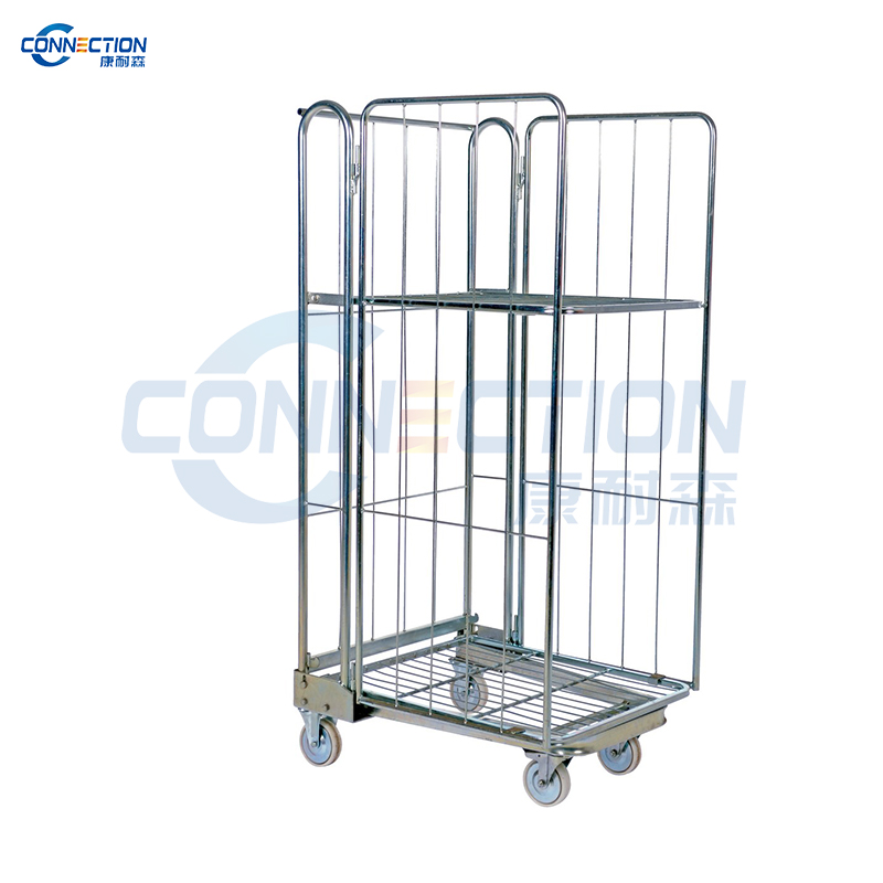 Zinc-Plated 2-Shelf Roll Container Trolley LC-85