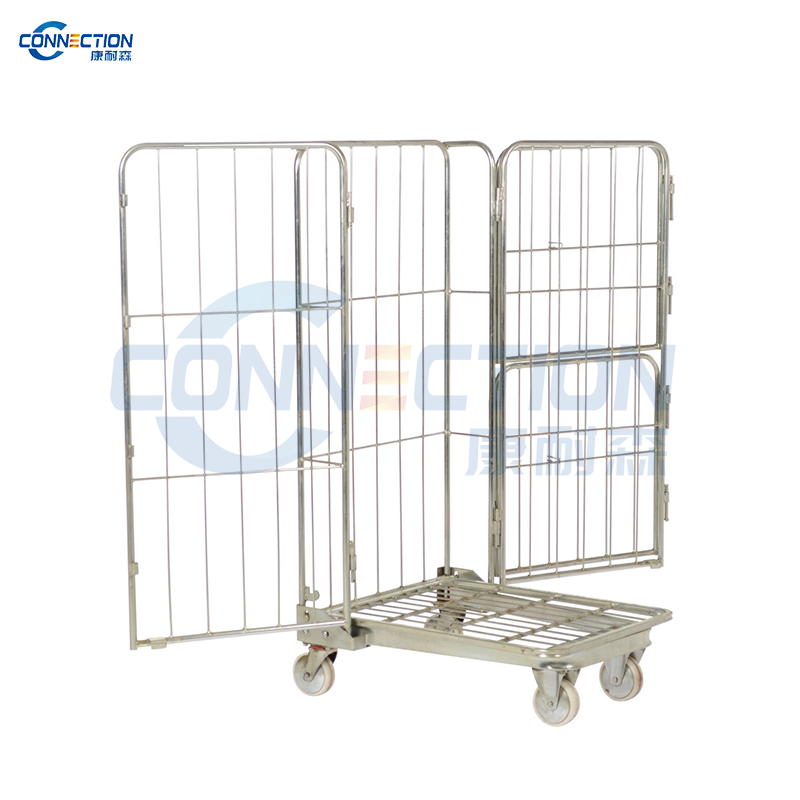 Compact Zinc-Plated Roll Container Trolley LC-95