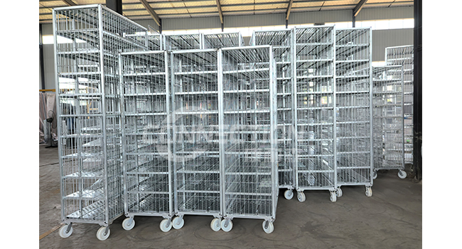 Galvanized Poultry Cage Trolleys in Factory